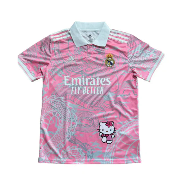 Camisa Real Madrid Edição Hello Kitty Rosa 24/25 - Adidas Torcedor Masculina Lançamento