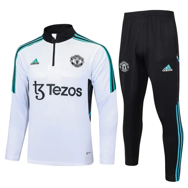 Conjunto Manchester United 23/24 Branco e Azul - Adidas - Com Ziper