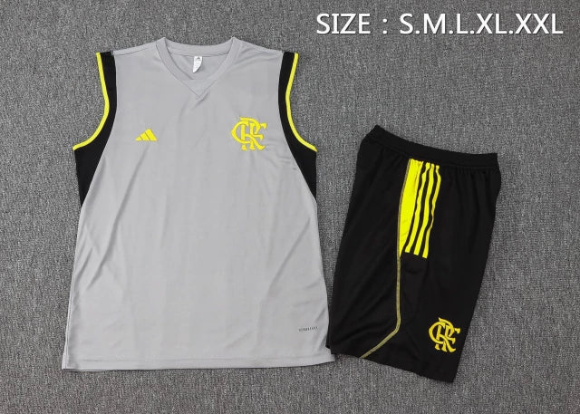 Kit Treino Flamengo 24/25 Adidas - Cinza com Preto